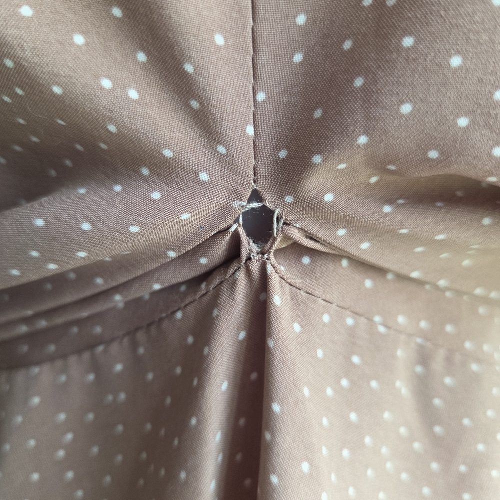 By Family Stolyarchuk Tan Polka Dot Midi Dress Ukraine Size 44 (US 10) - Picture 3 of 4